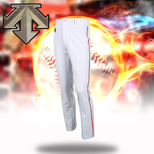 『데상트야구바지』[DESCENTE] S212WLKP02 기성 유니폼 하의 적1선 (흰색/빨강) 데상트 유니폼 하의 적1선 야구의류
