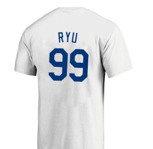 MLB LA다저스 류현진 마제스틱 티셔츠 H39902 화이트