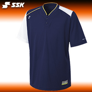 야구홀릭 사사키 하계용 티셔츠 2014 SSK 하계티 단추형 Navy
